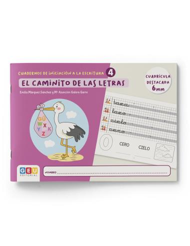 El caminito de las letras · Cuaderno 4 · Cuadrícula destacada 6 mm