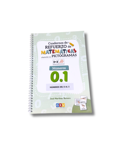 Cuaderno de refuerzo con matemáticas, números 0.1 adaptación con pictogramas