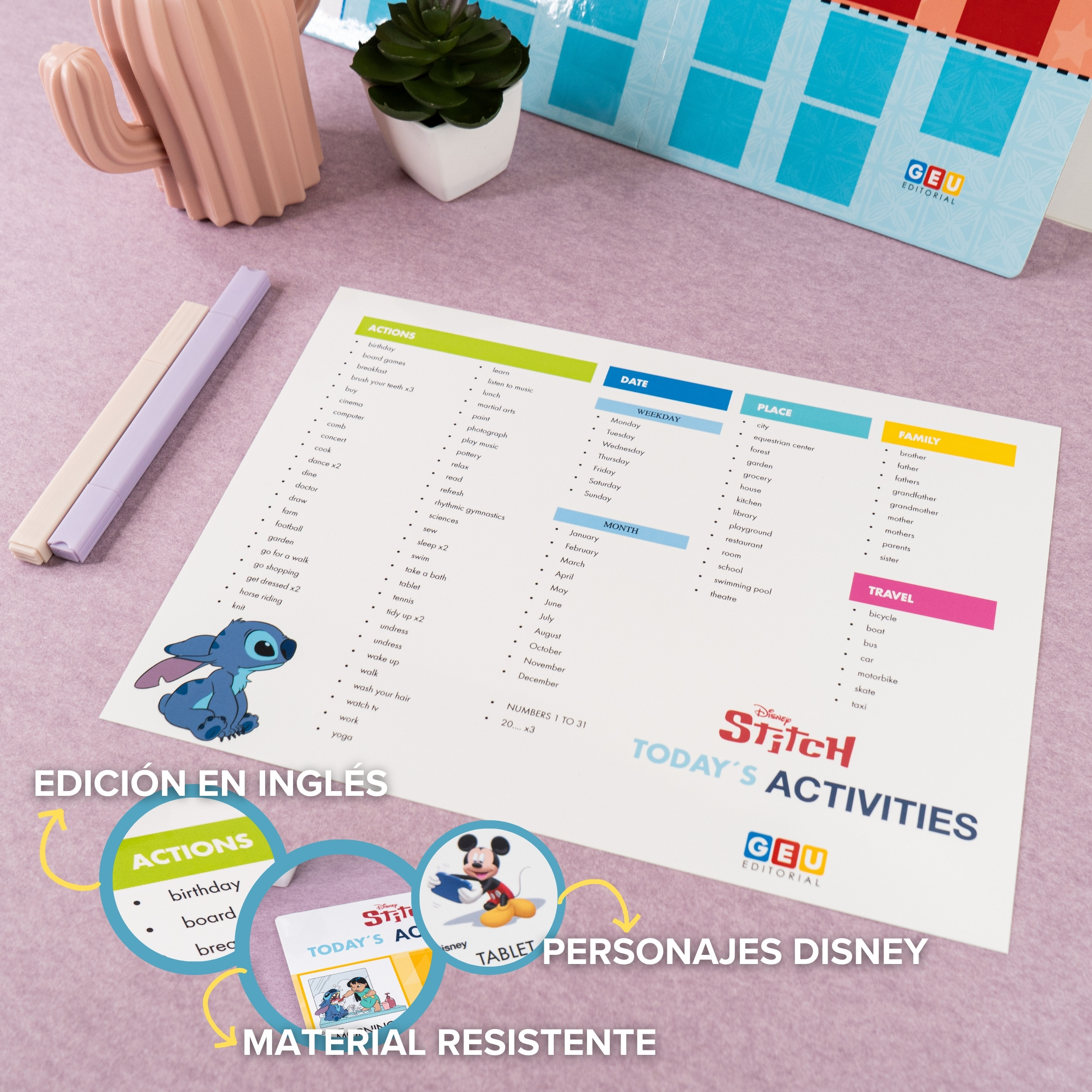 Actividades con varios personajes disney en ingles