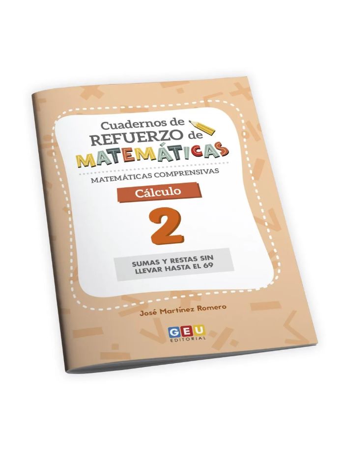 cuaderno 2 de Cálculo de la colección está dirigido al alumnado de 1º de Educación Primaria y se centra en el trabajo de sumas y restas sin llevar hasta el número 69. Además, se realizan problemas de sumar y restar de una sola operación.